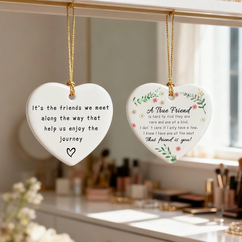 Jocidea Friends We Meet Along The Way, Firm Friendship - Heart Plaque/Sign, Gifts for Friends | Birthday, Christmas Friendship Gifts for Bestie, Best Friend, Sisters, BFF, Her | Friend Christmas Ornament - Image 5
